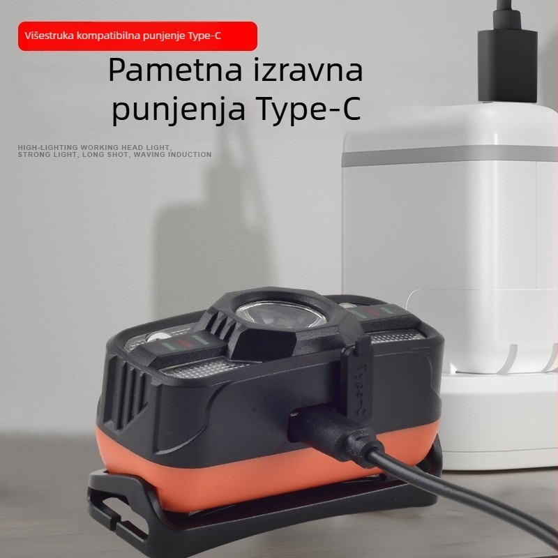 LED čelna lampa, punjiva, 1200mAh Li‑ion baterija, 10W, visoka svjetlost, domet 200–500 m