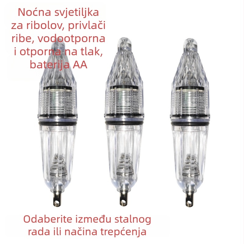 Podvodna svjetiljka za ribolov s LED, pogon na kinetičku energiju, plastično kućište, domet 100–200 m