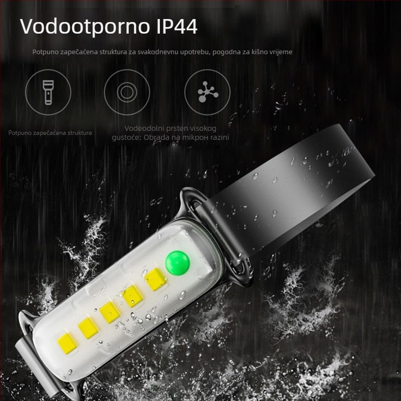 COB LED čelna svjetiljka za vanjske aktivnosti, USB punjiva, 5W, baterija 800 mAh, ručno pokretanje napajanja, domet do 50 m