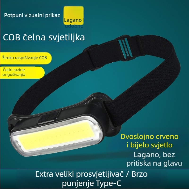 LED čelna lampa – punjiva baterija, model Wxl-178, domet osvjetljenja 0–200 m, trajanje 2 sata, podesiva traka za glavu