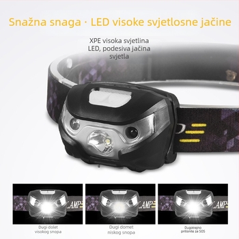 LED svjetiljka za glavu | USB punjenje, ručno pokretanje, ABS kućište, domet 50–100 m