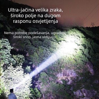 Punjava LED čelna lampica, 5200mAh, 10W, 360° rotacija, domet do 500 m