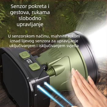 Punjava LED čelna lampica, 5200mAh, 10W, 360° rotacija, domet do 500 m