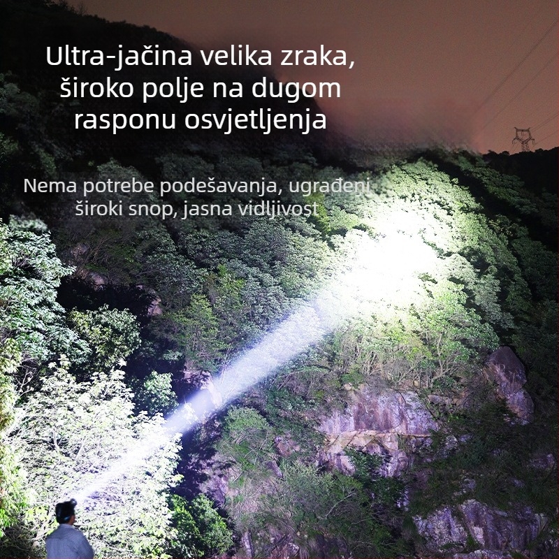 Punjava LED čelna lampica, 5200mAh, 10W, 360° rotacija, domet do 500 m