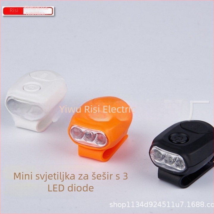 LED lampica za kapu s klipsom, 3 LED, mini prijenosno ručno napajanje, 5W, baterija tipa gumbic, domet do 50 m