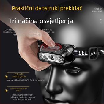 Čelna LED lampica USB punjiva, vodootporna, domet svjetla 15 m, trajanje 5 sati, model YT390A
