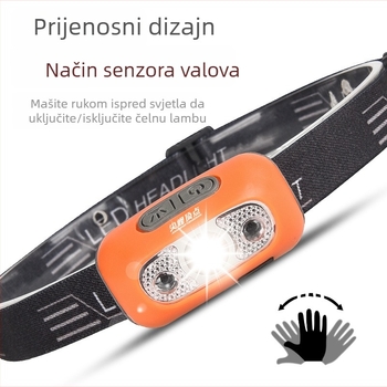 LED čelna lampica s dodirnim senzorom, vodootporna, domet snopa 200 m, trajanje rada 5 sati, model ST108