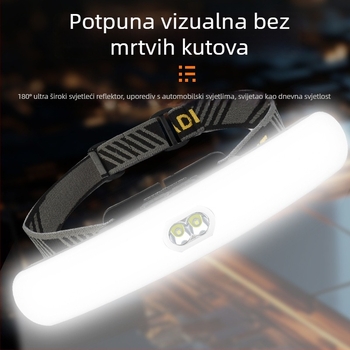 LED čelna lampica s 3W bijelim svjetlom, crveni režim, punjiva baterija 800mAh – domet zrake 50–100m, za planinarenje, kampiranje i noćni ribolov