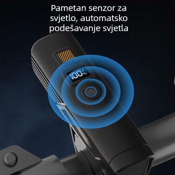 Prednje svjetlo za bicikl s LED-om, 10W, baterija 1200 mAh, aluminijska legura kućište, doseg do 50 m (LED, 10W, 1200 mAh, aluminijska legura, 50 m)