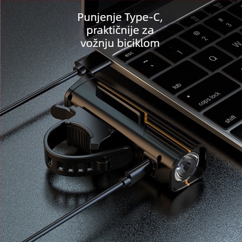 Prednje svjetlo za bicikl s LED-om, 10W, baterija 1200 mAh, aluminijska legura kućište, doseg do 50 m (LED, 10W, 1200 mAh, aluminijska legura, 50 m)