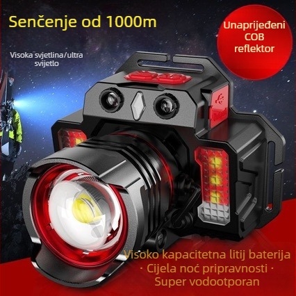 Napajana LED čelna svjetiljka za planinarenje