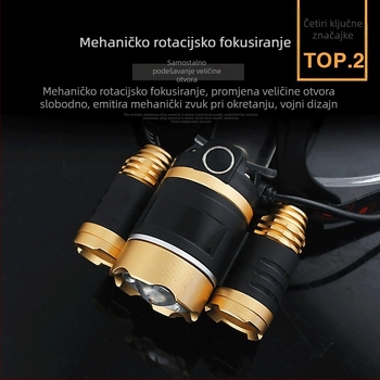 Tri-glava LED čelna lampica za outdoor vožnju biciklom, teleskopski zum, prilagodljiva jačina, 360° rotacija; 20W, 4800mAh, punjiva