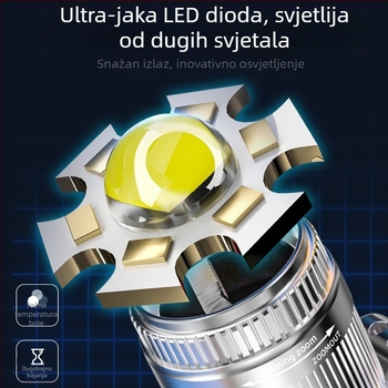 Čelna svjetiljka s LED+COB 10W, 360° rotacija, Type-C brzo punjenje, ugrađena visokokapacitirana litijska baterija, domet 200–500 m