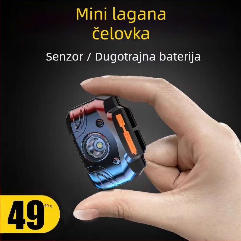 LED čelna lampa za noćni ribolov, punjiva, domet 200 m, vodootporna, trajanje 2-6 h, težina 40 g