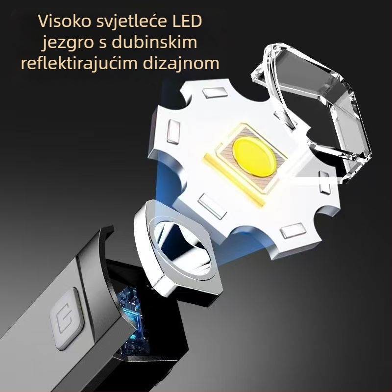 LED čelna lampica s kukom za uho, Type-C punjenje, snažno radno i ribolovno svjetlo, bočno montirano za trčanje, 10W, 500 mAh, domet 200–500 m