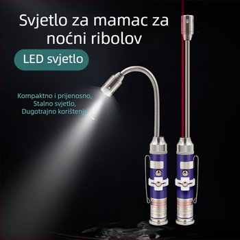 Noćna ribolovna LED lampica za mamce, kućište od aluminijske legure, napajanje baterijama, magnet, domet do 50 m
