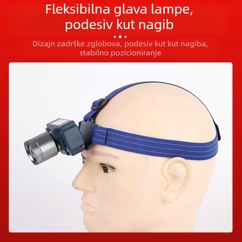 Čelna LED rudarska svjetiljka, punjiva, baterija 2000 mAh, 15W, 360° okret, ručna energija, uključeno punjač