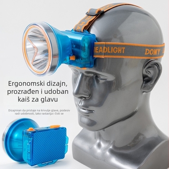 LED čelna svjetiljka za ribolov i kampiranje – dugi domet, 150–300W, baterija 5000–7500mAh, LED izvor, ABS kućište, punjiva, uključuje punjač