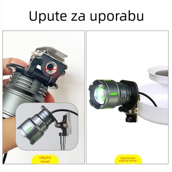 Glava lampe za noćni ribolov s USB vanjskim napajanjem, konstantan struja, 5V podesivo fokusiranje, tri LED izvora, domet 200–500 m