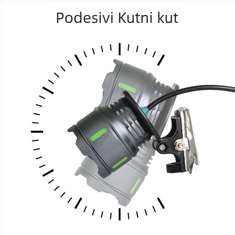 Glava lampe za noćni ribolov s USB vanjskim napajanjem, konstantan struja, 5V podesivo fokusiranje, tri LED izvora, domet 200–500 m