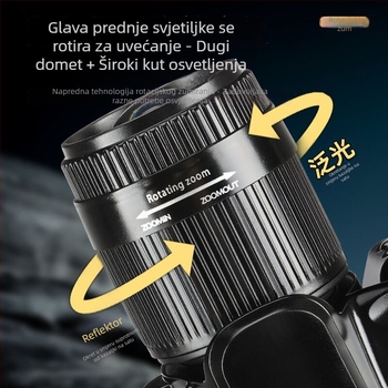 Punljiva čelna LED svjetiljka s laserom, 4600mAh baterija, 20W, domet 500m+, 360° okret, ABS kućište