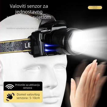 Punljiva čelna LED svjetiljka s laserom, 4600mAh baterija, 20W, domet 500m+, 360° okret, ABS kućište