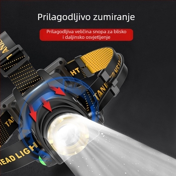 Čelna LED lampica za vanjsku upotrebu (1200mAh, 10W, punjenje, LED, domet 100–200 m)