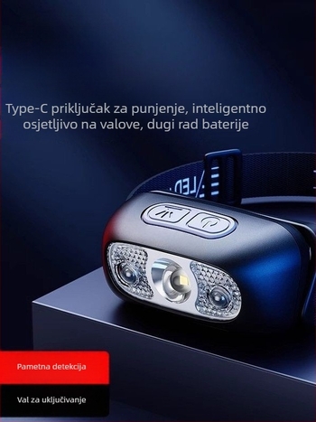 LED čelna svjetiljka – punjiva, na glavi, vodootporna, domet 10 m, trajanje 3–10 h