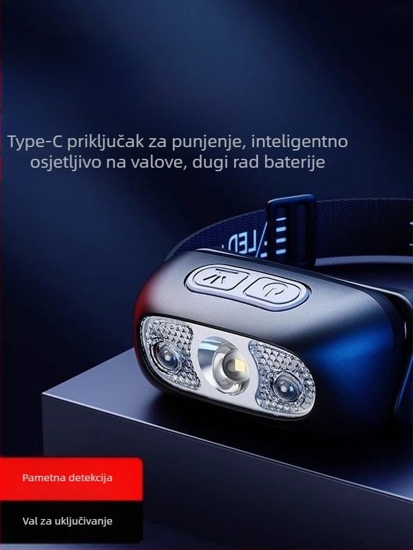 LED čelna svjetiljka – punjiva, na glavi, vodootporna, domet 10 m, trajanje 3–10 h