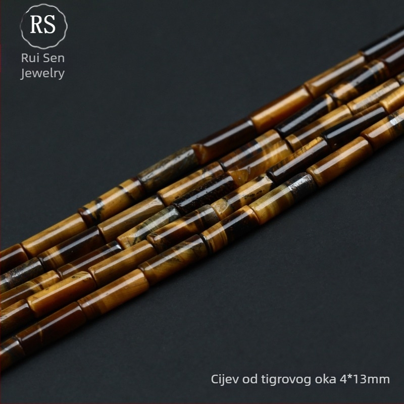 Tiger Eye perle, cilindričnog oblika cijevi, prirodni kamen, polirane, brend Rayson