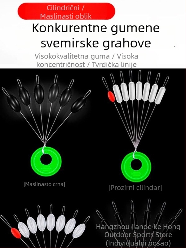 Silikonske spacer Kuglice u obliku masline za ribolov – u velikom pakiranju, mali dodaci za ribarsku liniju