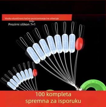 Prozirne silikonske kuglice za ribolov, pravokutna kolona, 7+1 komada, set ribarske linije