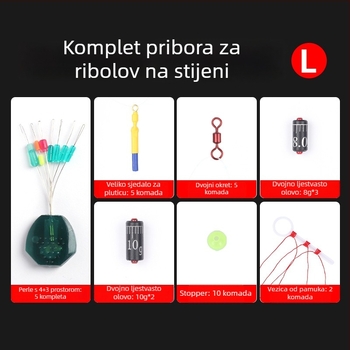 Set plutajućih plutača za ribolov na stijenama — s linijom i zaustavljačima za perli — materijal: silikonske space beads