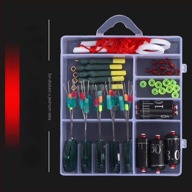 Set plutajućih plutača za ribolov na stijenama — s linijom i zaustavljačima za perli — materijal: silikonske space beads