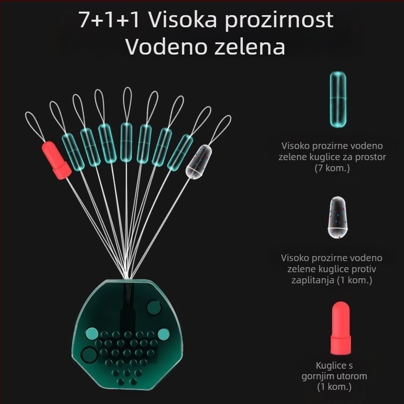Prozirni silikonski skup vesmirskih perli, ultra čvrst, s mrljastom vodeno-zelene boje, dodaci za liniju