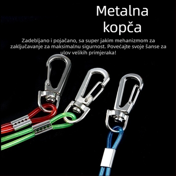Čelično žično zadržavanje za štap za ribolov, duljina 3–20 m, zaštitni uže za štap s space beads