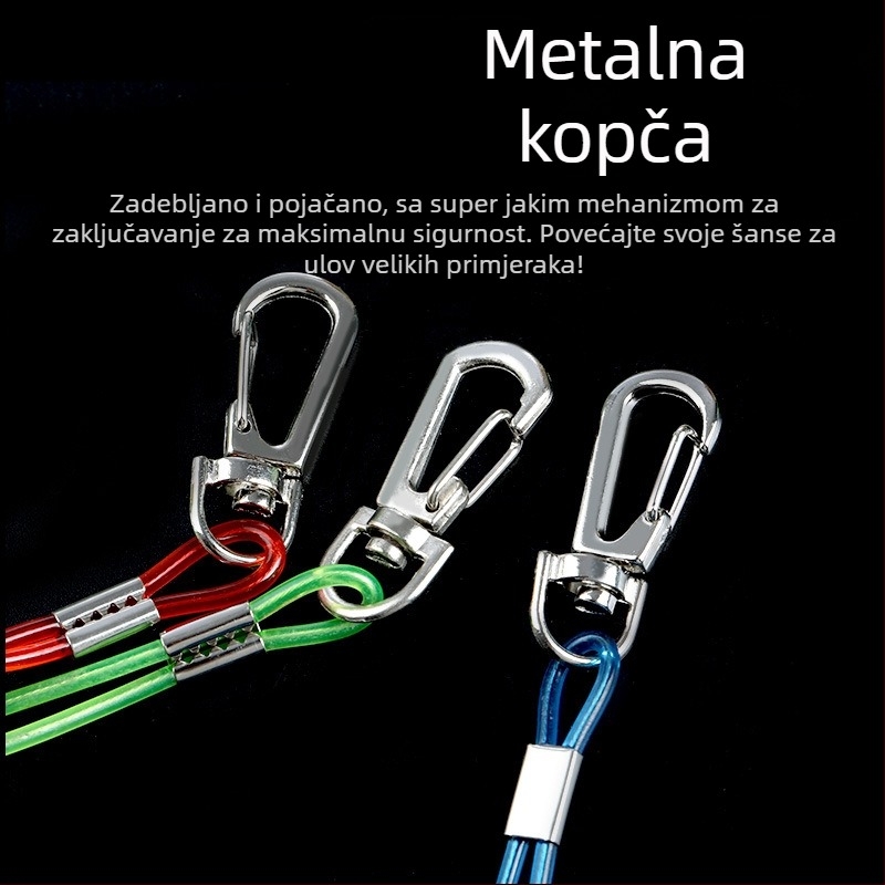 Čelično žično zadržavanje za štap za ribolov, duljina 3–20 m, zaštitni uže za štap s space beads