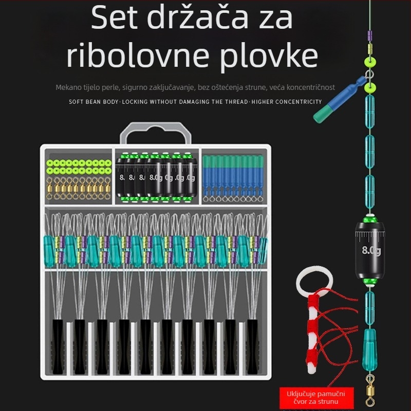 Set plutajućeg rig-a za obalni ribolov s perlama i dodacima za čvorove od pamuka