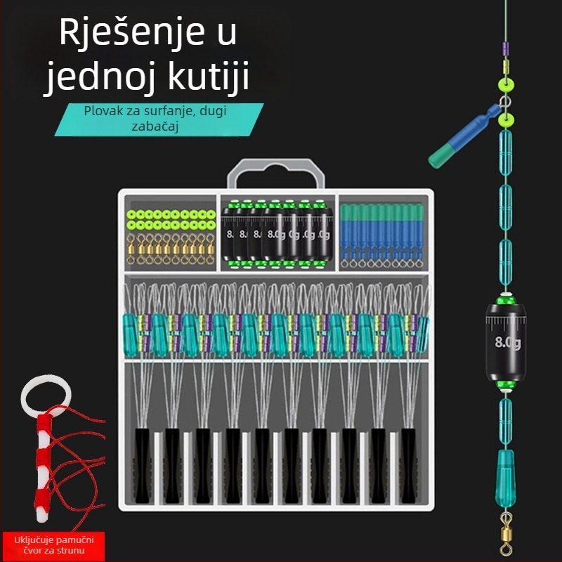 Set plutajućeg rig-a za obalni ribolov s perlama i dodacima za čvorove od pamuka