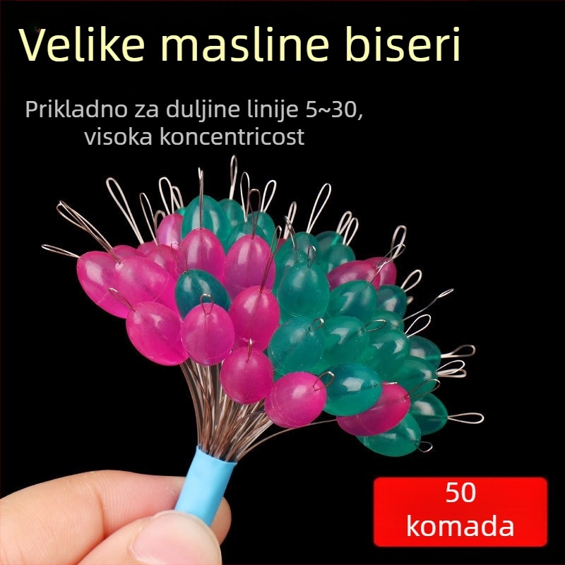 Silikonske ribolovne perle – maslinastog oblika, zaključavajuće velike perle za morski ribolov (Materijal: silikon)