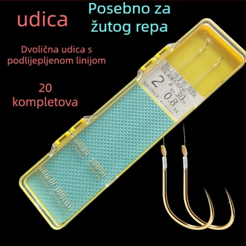 Najlonska vodilica za ribolov, s dvostrukim udicama, ručno izrađena, spremna za uporabu