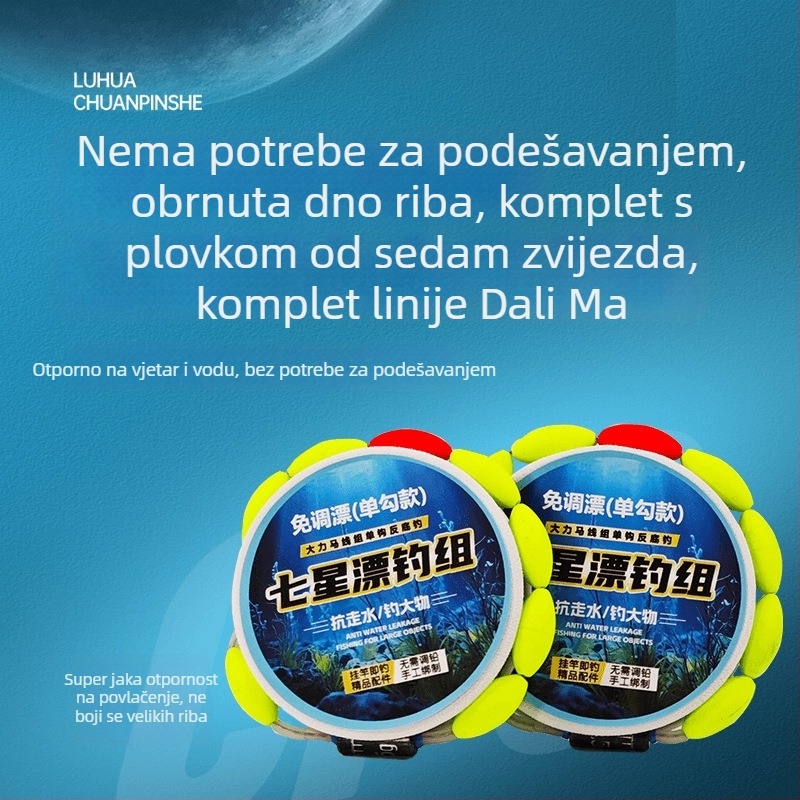 Set glavne ribolovne linije s plovkom od sedam zvjezdica, gotov tradicionalni no-tune komplet; materijal: Dali horse line; mjesto ribolova: rijeka