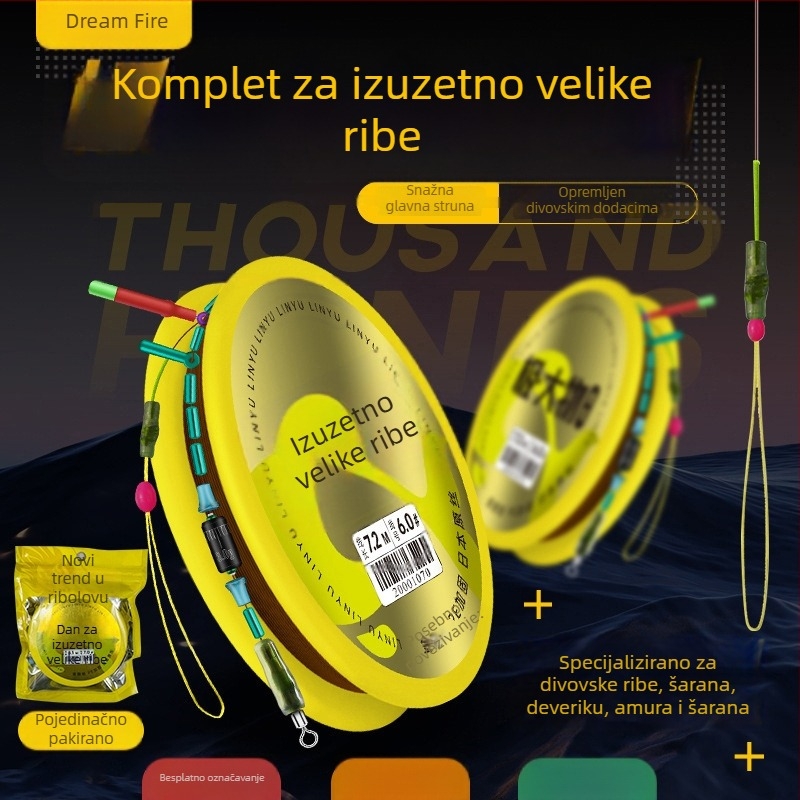 Qianshouji glavna linija – komplet za slatkovodni ribolov s dijamantnim čvorovima, PE ojačanim čvorovima i pletenim Dyneema