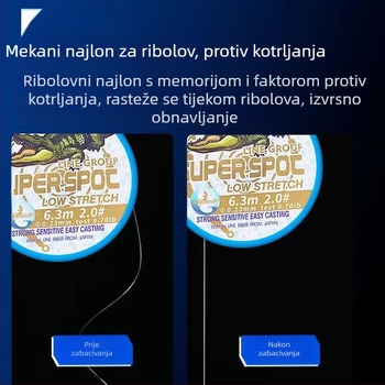 Set glavne linije za ribolov s motivom sirene i francuskih točkica, bez čvorova, unaprijed zavezan