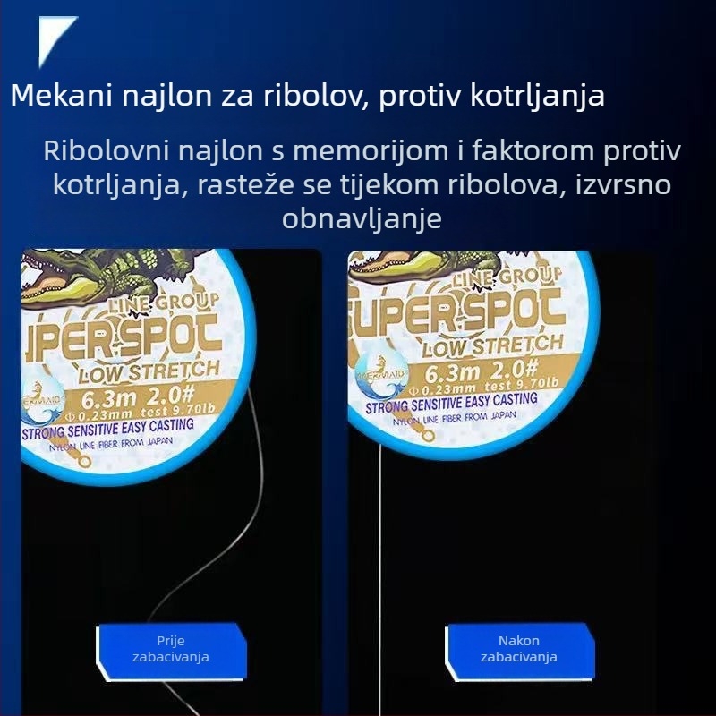 Set glavne linije za ribolov s motivom sirene i francuskih točkica, bez čvorova, unaprijed zavezan