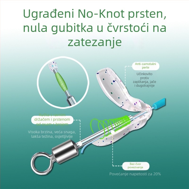 Komplet špage bez čvorova s prstenima u obliku osmice za natjecanje Black Pit — glavna linija; dijamantni čvor na vrhu štapa; materijal: najlon i pamuk; duljina 2,7–8,1 m