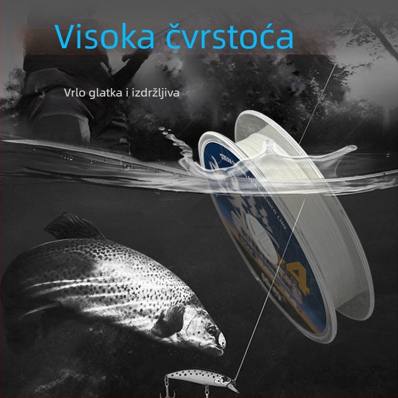 Podlinija za ribolov, PE vlakno s četiri niti, otporna na habanje, otporna na ugrize, visoke napetosti