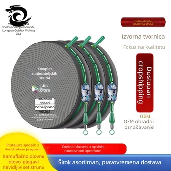 Set linija za natjecateljski ribolov: glavna linija i podlinija, najlon, duljine 3,06–7,20 m