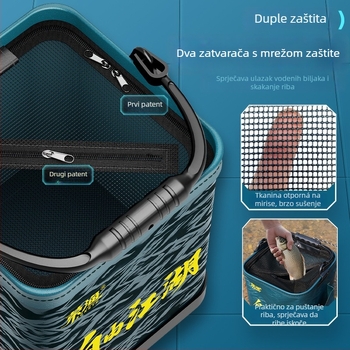 Prijenosni sklopivi spremnik vode za žive ribe, EVA materijal, vanjski ribolov