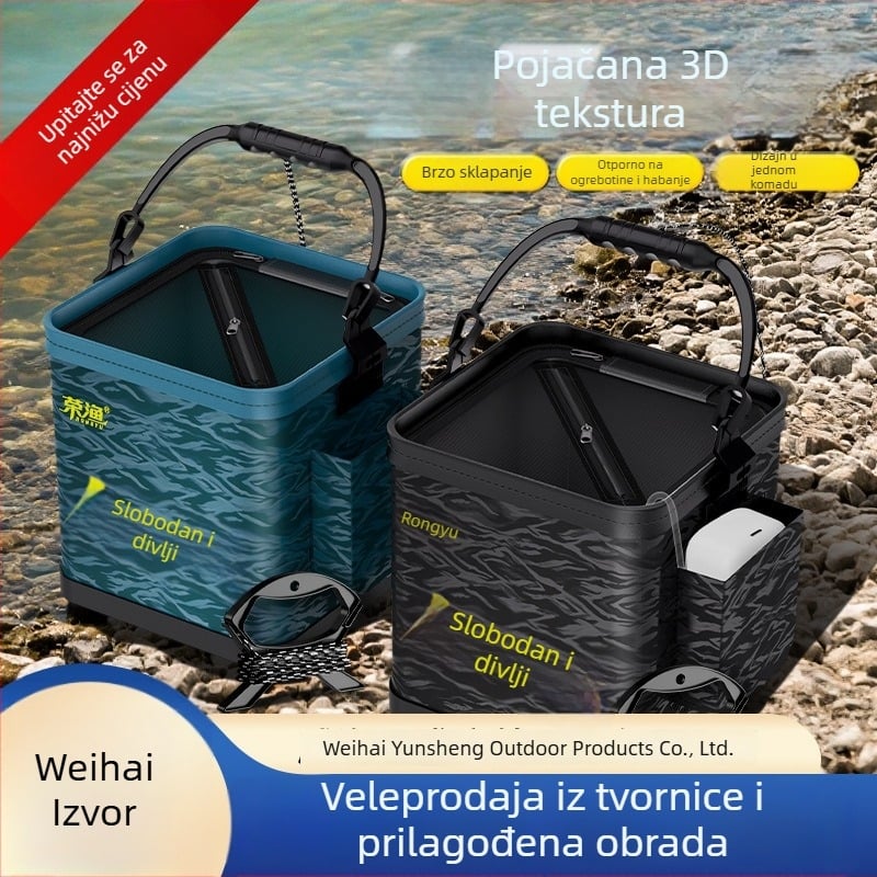 Prijenosni sklopivi spremnik vode za žive ribe, EVA materijal, vanjski ribolov